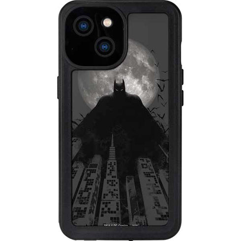 DC Comics Batman On City with Moon Art iPhone 15 Waterproof Case