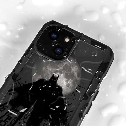 DC Comics Batman On City with Moon Art iPhone 15 Waterproof Case