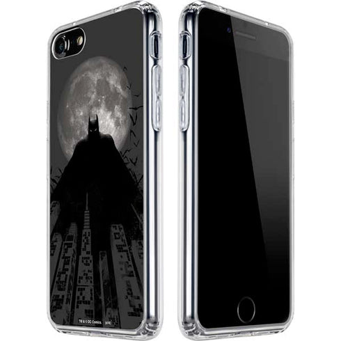 DC Comics Batman On City with Moon Art iPhone SE (2nd & 3rd Gen) Clear Case