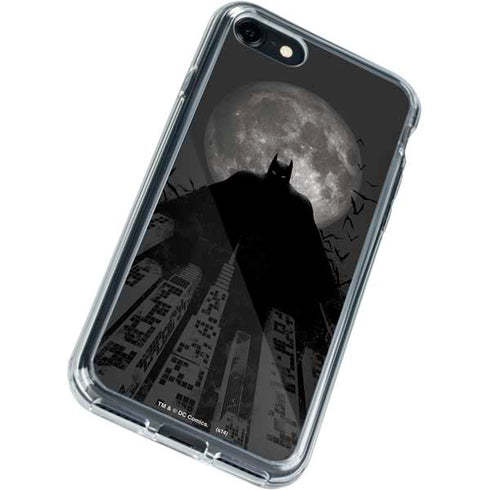 DC Comics Batman On City with Moon Art iPhone SE (2nd & 3rd Gen) Clear Case