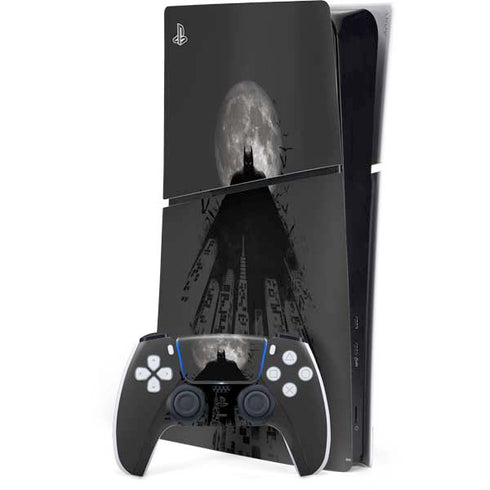 DC Comics Batman On City with Moon Art PS5 Slim Digital Edition Console Skin