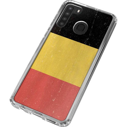 Belgium Flag Distressed Galaxy A21 Clear Case