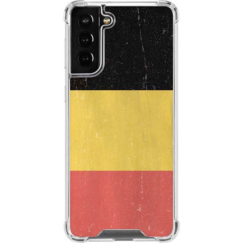 Belgium Flag Distressed Galaxy S21 FE Clear Case