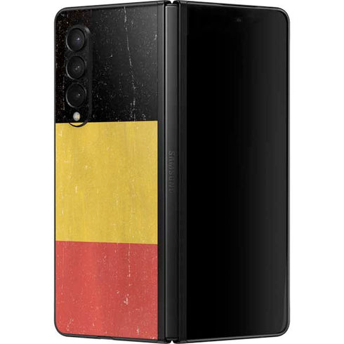 Belgium Flag Distressed Galaxy Z Fold3 5G Skin