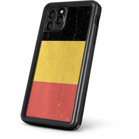 Belgium Flag Distressed iPhone 11 Pro Max Waterproof Case