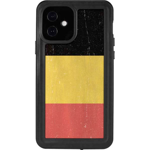 Belgium Flag Distressed iPhone 12 Waterproof Case