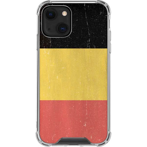 Belgium Flag Distressed iPhone 15 Plus Clear Case