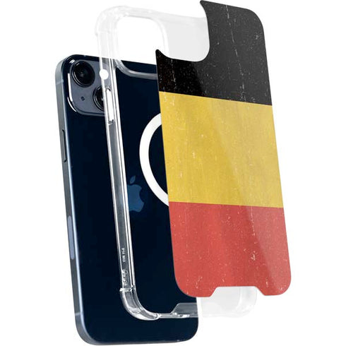 Belgium Flag Distressed iPhone 14 Plus MagSafe Case