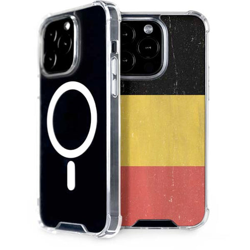 Belgium Flag Distressed iPhone 14 Pro MagSafe Case