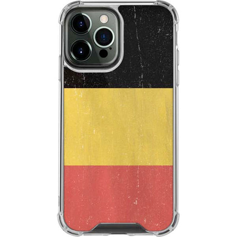 Belgium Flag Distressed iPhone 14 Pro Max Clear Case