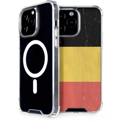 Belgium Flag Distressed iPhone 15 Pro Max MagSafe Case