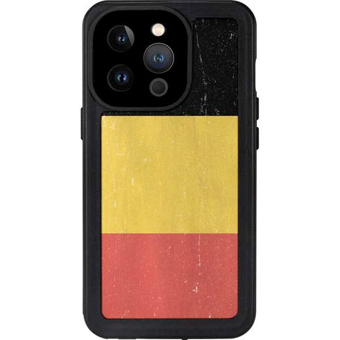 Belgium Flag Distressed iPhone 14 Pro Waterproof Case