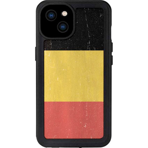 Belgium Flag Distressed iPhone 15 Plus Waterproof Case