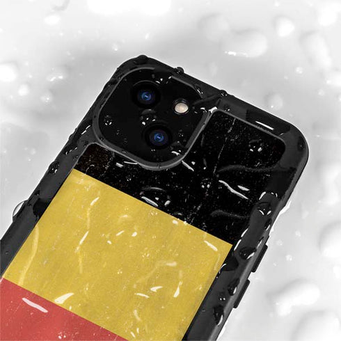 Belgium Flag Distressed iPhone 15 Plus Waterproof Case
