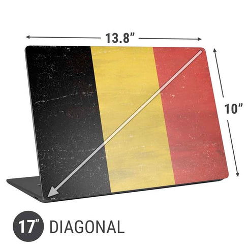 Belgium Flag Distressed Universal Laptop 17in (13.8 x 10in) Skin