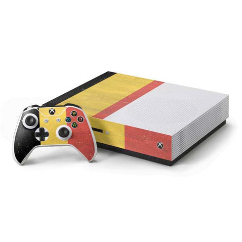 Belgium Flag Distressed Xbox One S Console and Controller Bundle Skin