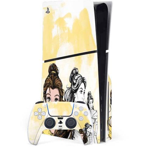Disney Princess Belle Sketch PS5 Slim Disk Bundle Skin