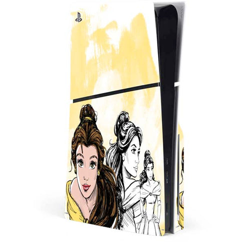 Disney Princess Belle Sketch PS5 Slim Disk Console Skin