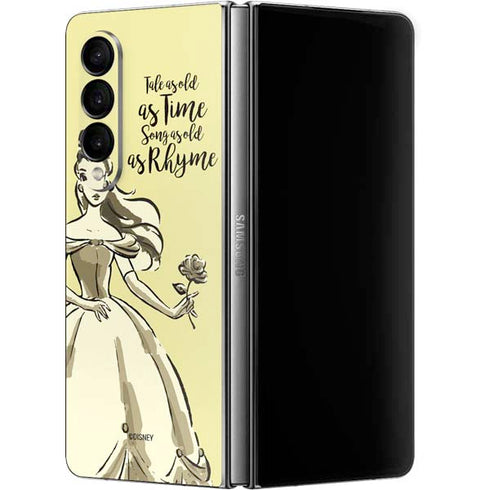 Disney Princess Belle Tale As Old As Time Art Galaxy Z Fold4 5G Skin