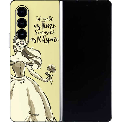 Disney Princess Belle Tale As Old As Time Art Galaxy Z Fold4 5G Skin