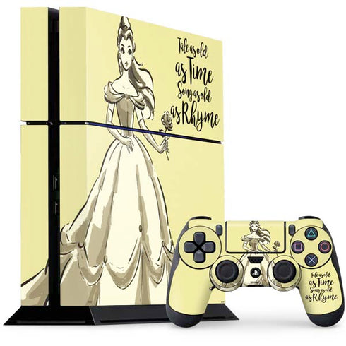 Disney Princess Belle Tale As Old As Time Art PS4 Console and Controller Bundle Skin