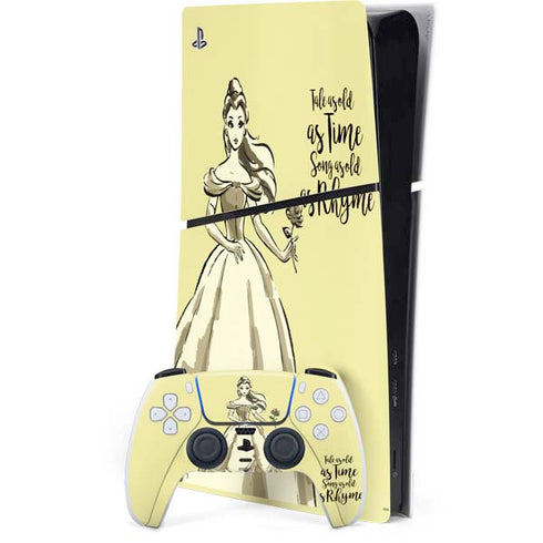 Disney Princess Belle Tale As Old As Time Art PS5 Slim Digital Edition Bundle Skin