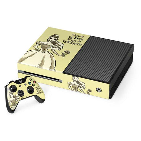Disney Princess Belle Tale As Old As Time Art Xbox One Console and Controller Bundle Skin