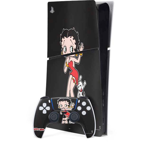 Betty Boop With Puppy PS5 Slim Digital Edition Bundle Skin