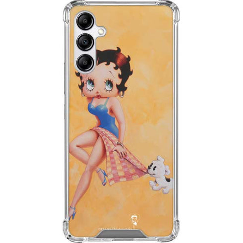 Betty Boop With Puppy Orange Background Galaxy A14 5G Clear Case