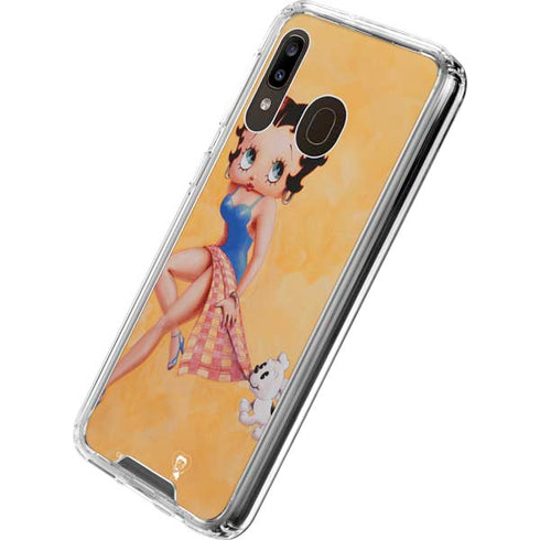 Betty Boop With Puppy Orange Background Galaxy A30 Clear Case
