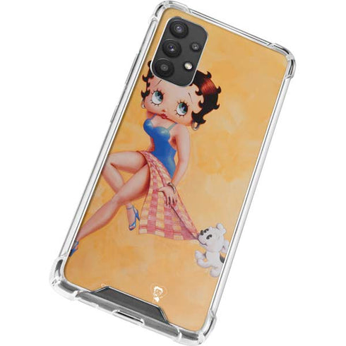 Betty Boop With Puppy Orange Background Galaxy A32 5G Clear Case