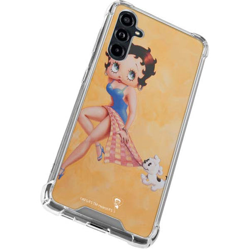 Betty Boop With Puppy Orange Background Galaxy A54 5G Clear Case