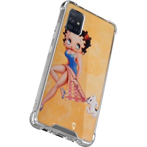 Betty Boop With Puppy Orange Background Galaxy A71 5G Clear Case