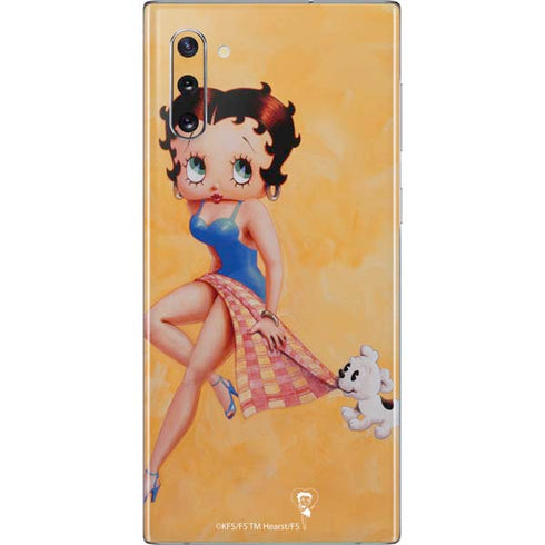Betty Boop With Puppy Orange Background Galaxy Note 10 Skin