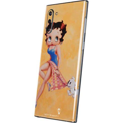 Betty Boop With Puppy Orange Background Galaxy Note 10 Skin