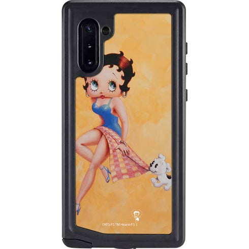 Betty Boop With Puppy Orange Background Galaxy Note 10 Waterproof Case