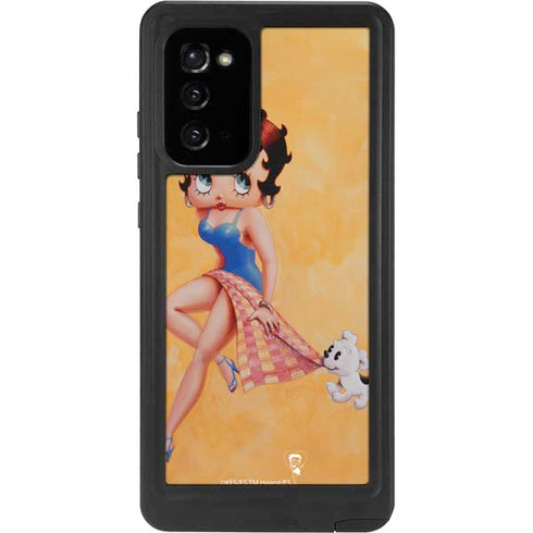 Betty Boop With Puppy Orange Background Galaxy Note20 5G Waterproof Case