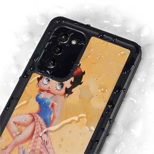 Betty Boop With Puppy Orange Background Galaxy Note20 5G Waterproof Case