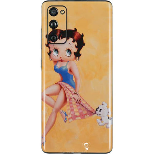 Betty Boop With Puppy Orange Background Galaxy S20 Fan Edition Skin