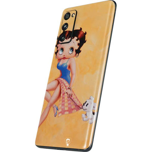 Betty Boop With Puppy Orange Background Galaxy S20 Fan Edition Skin