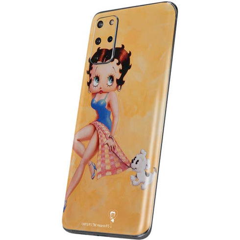 Betty Boop With Puppy Orange Background Galaxy S20 Plus Skin