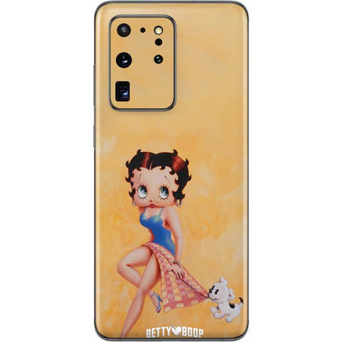 Betty Boop With Puppy Orange Background Galaxy S20 Ultra 5G Skin