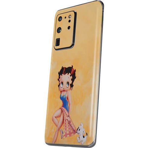 Betty Boop With Puppy Orange Background Galaxy S20 Ultra 5G Skin