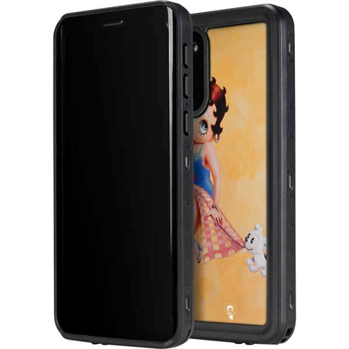 Betty Boop With Puppy Orange Background Galaxy S20 Waterproof Case