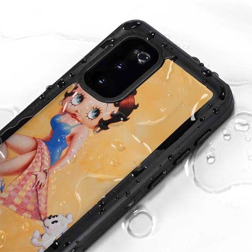 Betty Boop With Puppy Orange Background Galaxy S20 Waterproof Case