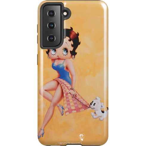 Betty Boop With Puppy Orange Background Galaxy S21 5G Pro Case