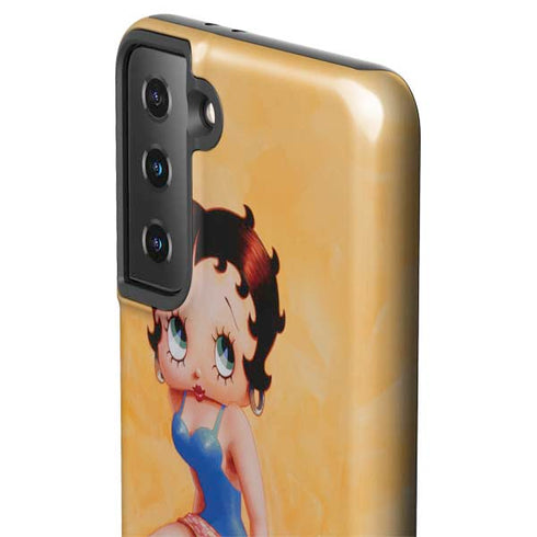 Betty Boop With Puppy Orange Background Galaxy S21 Plus 5G Pro Case