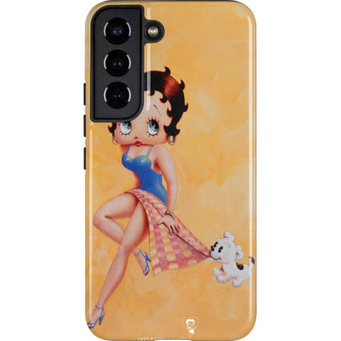 Betty Boop With Puppy Orange Background Galaxy S22 Pro Case