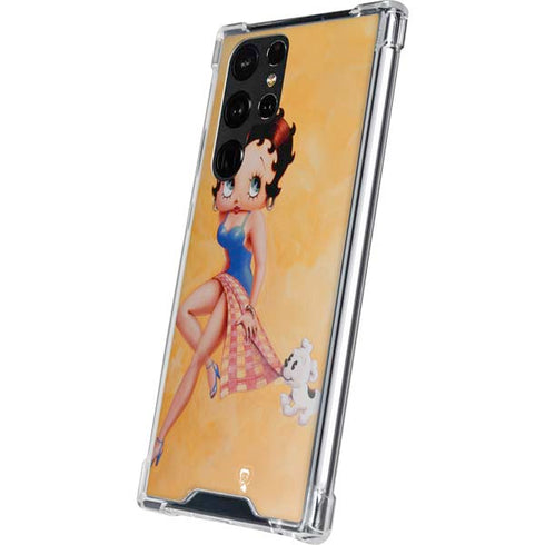 Betty Boop With Puppy Orange Background Galaxy S22 Ultra Clear Case