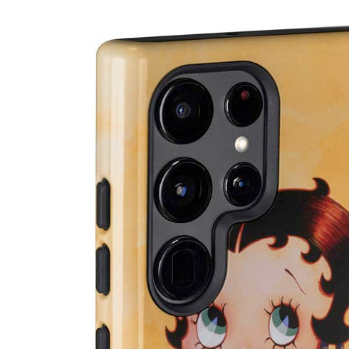 Betty Boop With Puppy Orange Background Galaxy S22 Ultra Pro Case